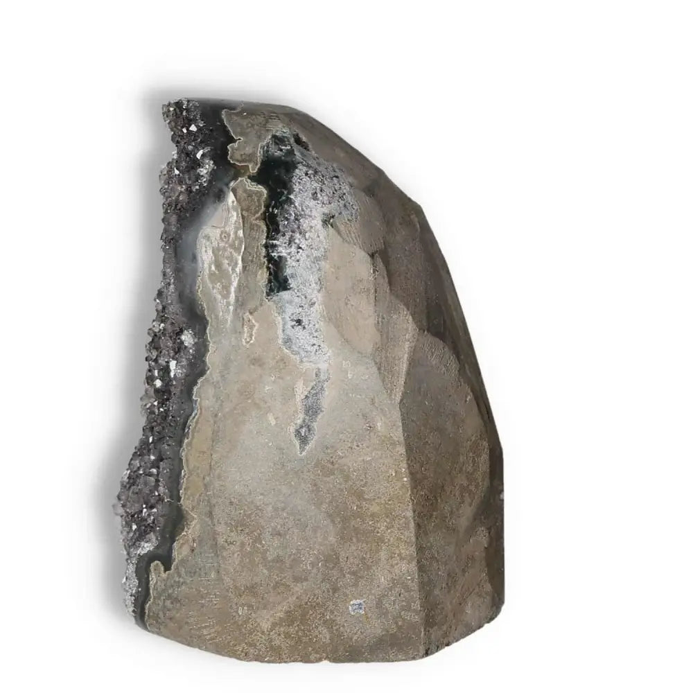 Amethyst cut base geode from Sylvia Crystals, premium quality, spiritual illumination, stress relief, energy boosting.