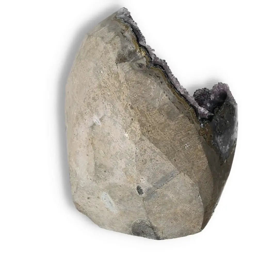 Amethyst cut base geode from Sylvia Crystals, enhances style and spirituality, reduces stress, boosts energy and concentration.