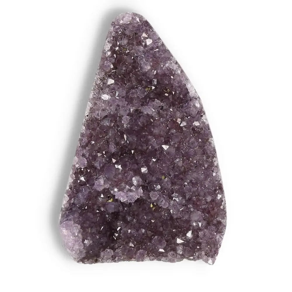 Amethyst cut base geode with deep purple hues from Sylvia Crystals, showcasing the serene beauty and calming energy of natural amethyst.