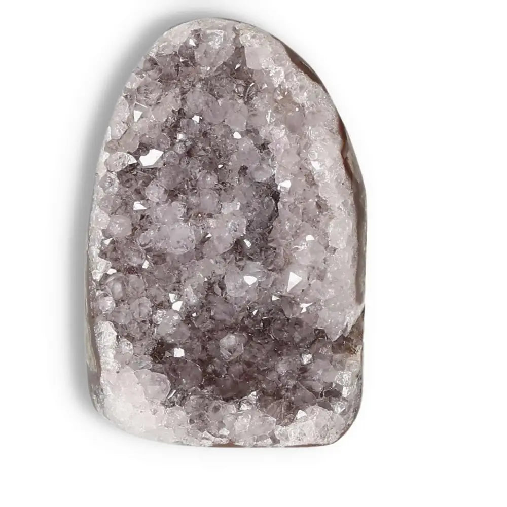 Amethyst cut base geode from Sylvia Crystals, showcasing premium quality and emotional stability properties.