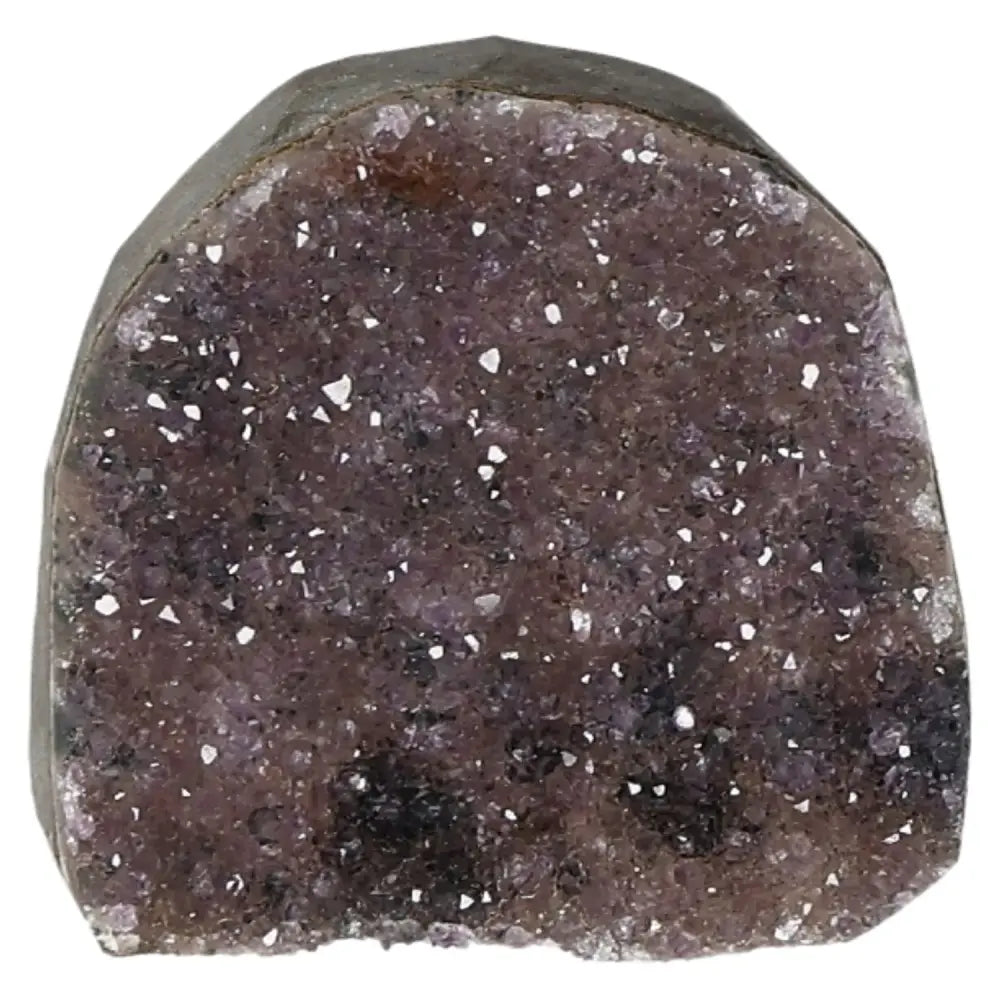 Amethyst geode with sparkling crystals, offering tranquility and a touch of elegance. Ideal for stress reduction and ambiance enhancement.