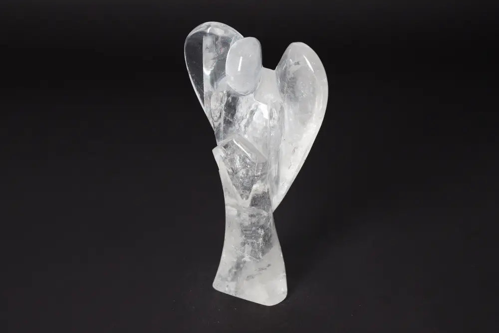 Angel Lemurian Quartz Crystal Figurine, 15 cm - Amethyst properties aid concentration, reduce stress, enhance emotional stability.