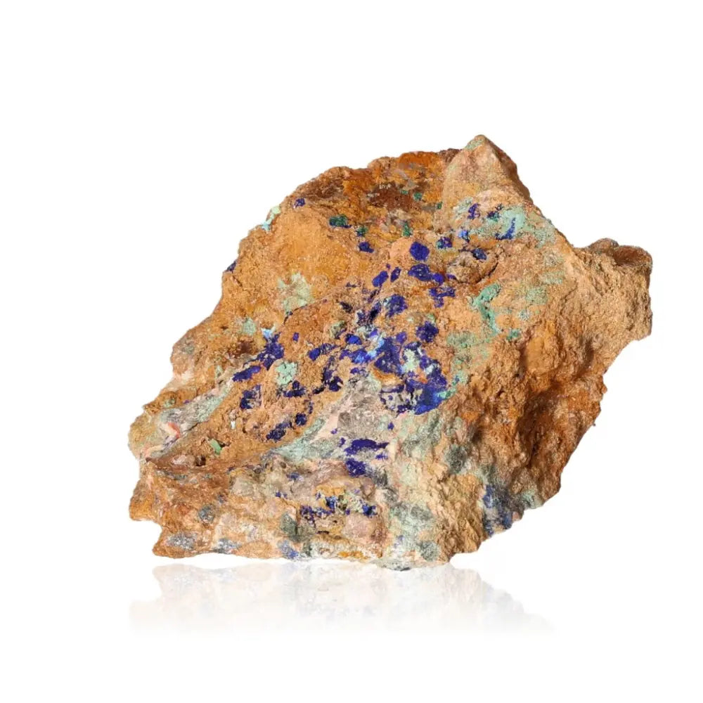 Azurite mineral rock displaying vibrant deep blue hues, renowned for enhancing mental clarity, focus, and self-awareness.