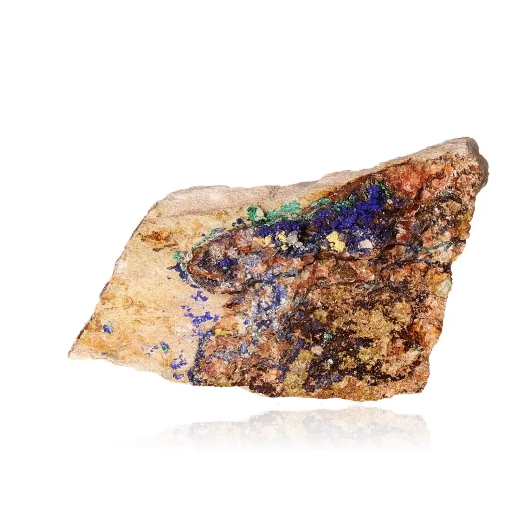 Azurite mineral specimen with deep blue hues and unique patterns, ideal for collectors and enhancing mental clarity and personal growth.
