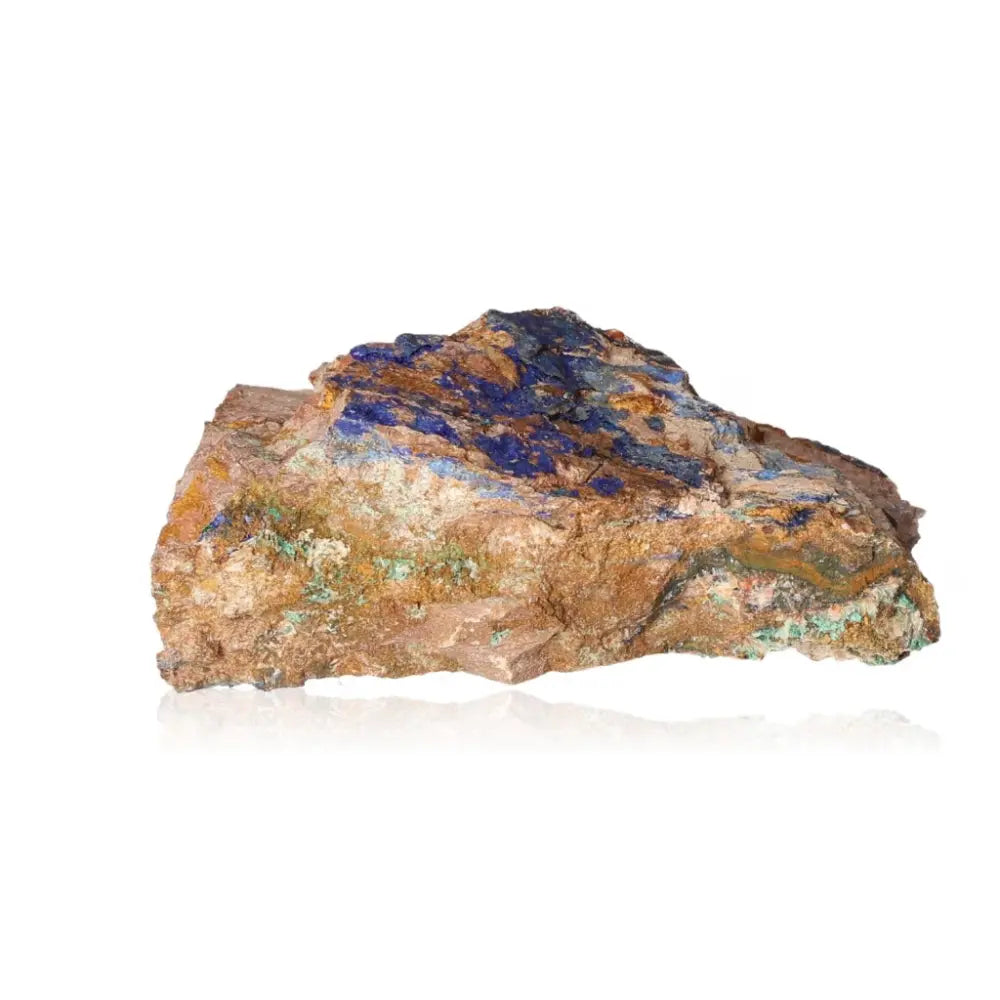 Azurite crystal with deep blue hues and unique patterns, promoting mental clarity and self-awareness, ideal for collectors and spiritual growth.