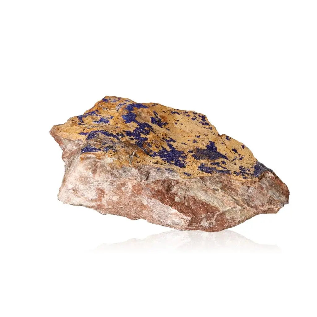 Azurite raw crystal displaying deep blue hues and unique patterns, ideal for spiritual growth and mental clarity.