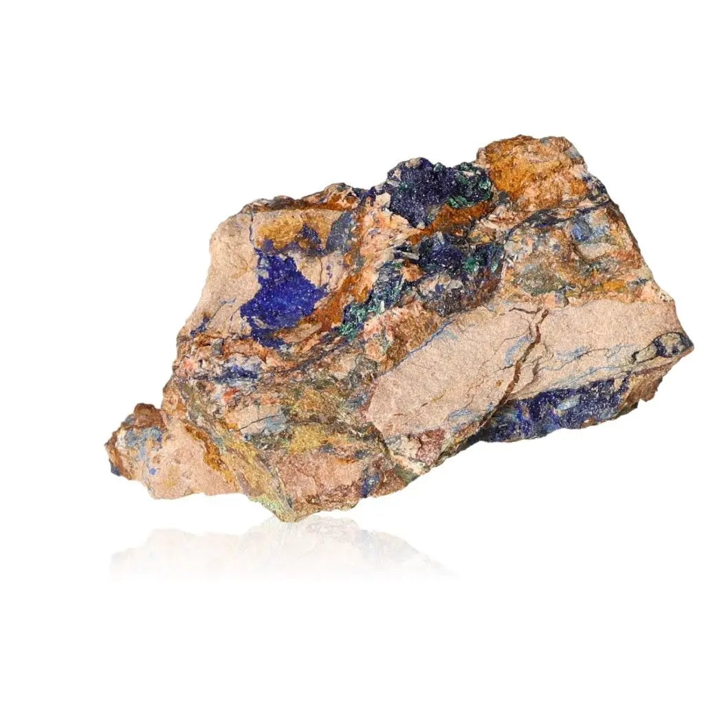 Azurite druzy with deep blue hues, known for enhancing intuition and spiritual insight; a powerful copper carbonate mineral.