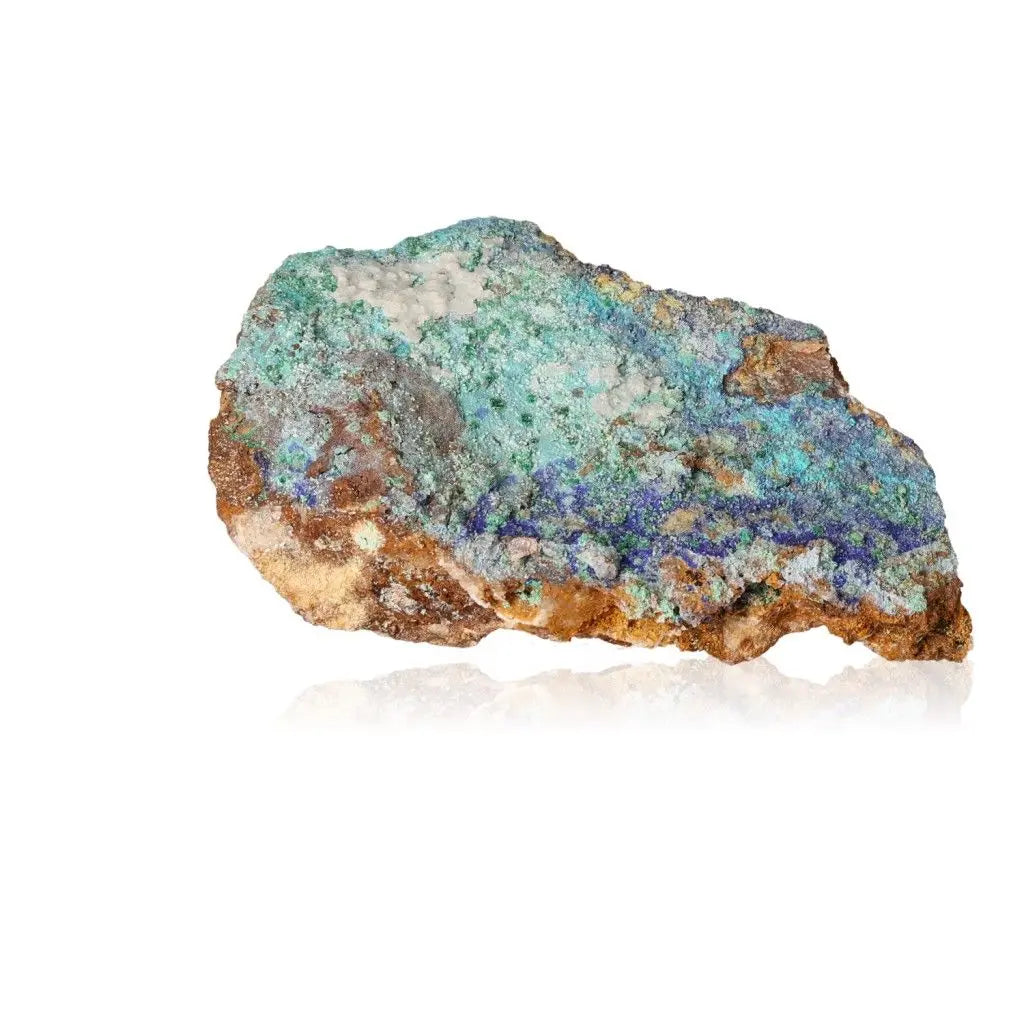 Azurite with Malachite crystal showcasing deep blue hues and vibrant greens, known for enhancing mental clarity and focus.