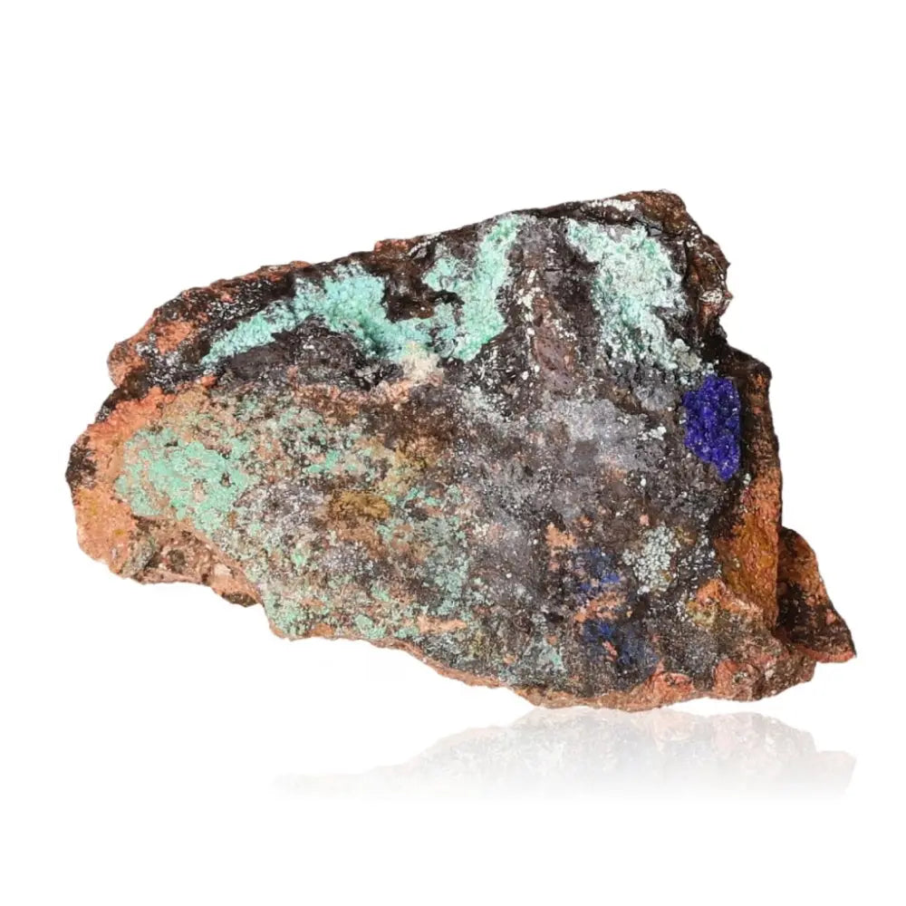 Azurite with Malachite mineral showcasing deep blue and vibrant green hues, captivating the allure and mysteries of the earth.