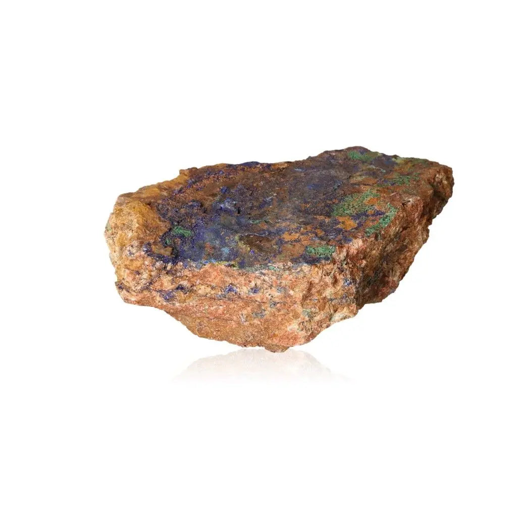 Azurite with Malachite Druze featuring vibrant blue and green mineral colors, perfect for spiritual and intuitive exploration.