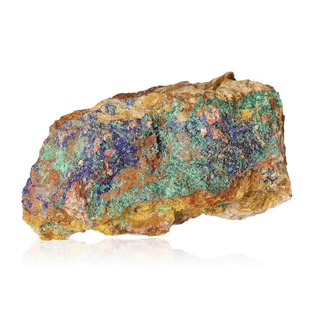 Natural Azurite with Malachite druze showcasing vibrant blue and green hues for intuition and spiritual enhancement.