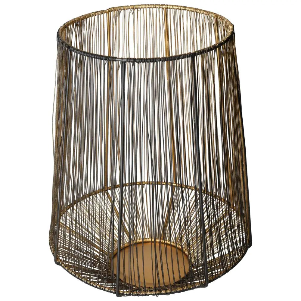 Black and Gold Metal Lantern with elegant wire design, perfect for enhancing home decor. Handcrafted for luxury by Sylvia Crystals.