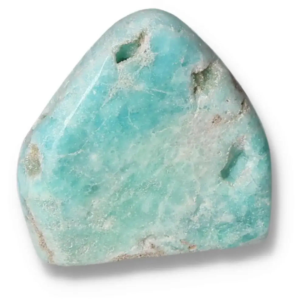 Polished Blue Aragonite crystal from Pakistan, showcasing vibrant blue tones and natural texture, ideal for tranquility and emotional balance.