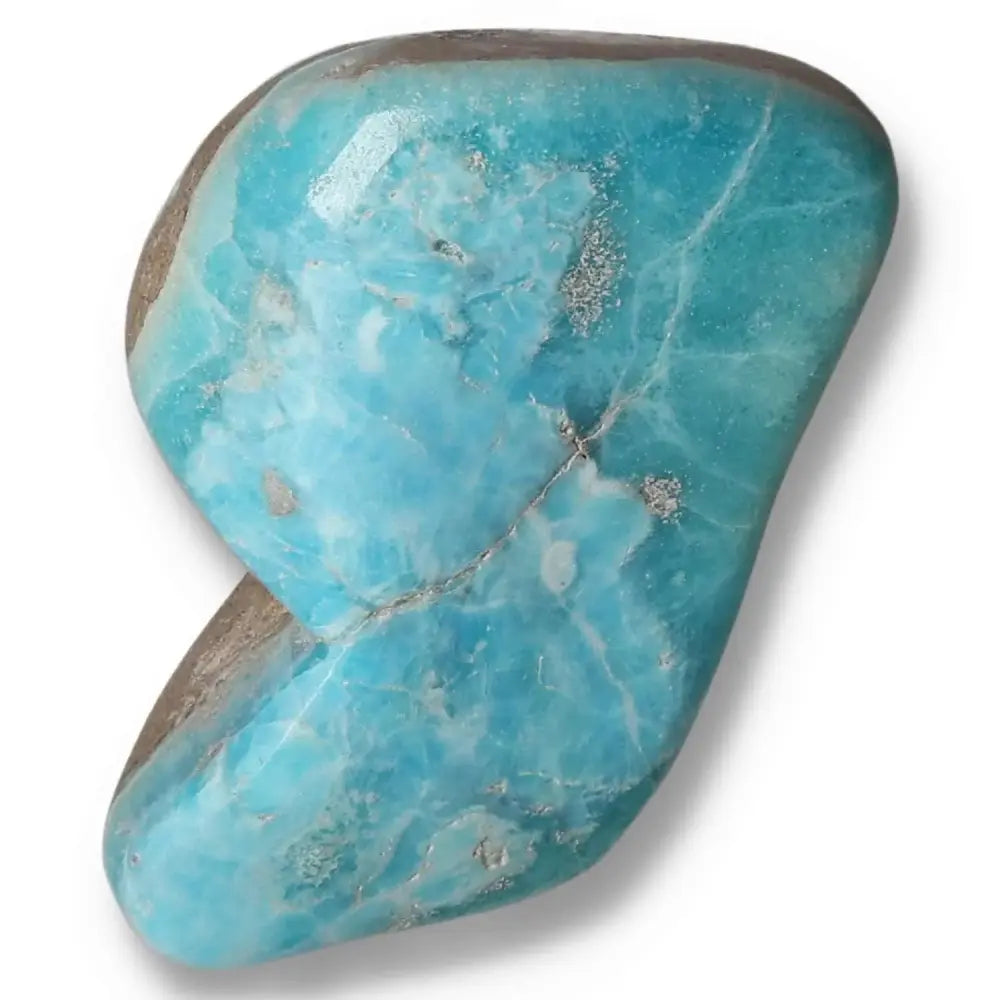 Blue Aragonite crystal stone from Pakistan with vibrant blue hues for emotional balance and tranquility.