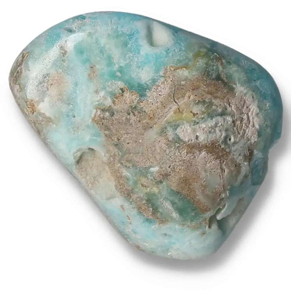 Blue Aragonite crystal showcasing soothing blue hues and natural textures, perfect for enhancing emotional balance and tranquility.