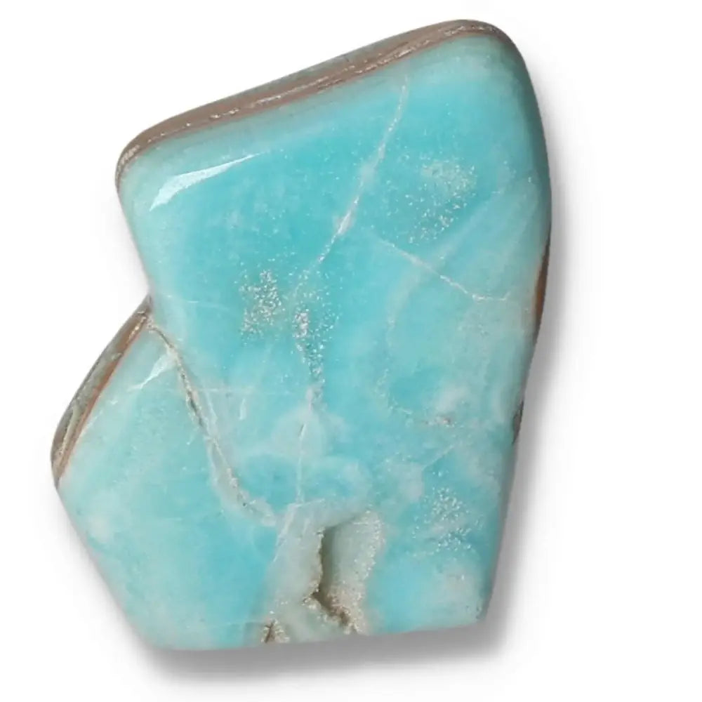 Blue Aragonite Obelisk crystal with grounding and stabilizing properties, promotes focus, emotional balance, and spiritual growth.