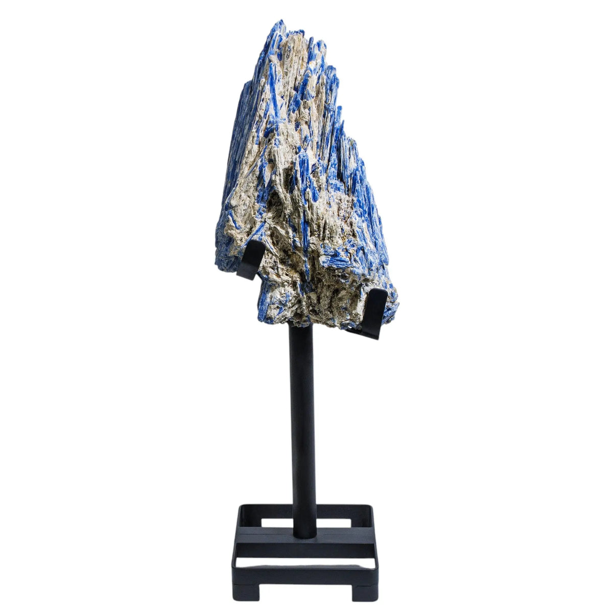 Exquisite Blue Kyanite with Quartz and Muscovite on stand, promoting balance and communication, from Sylvia Crystals collection.