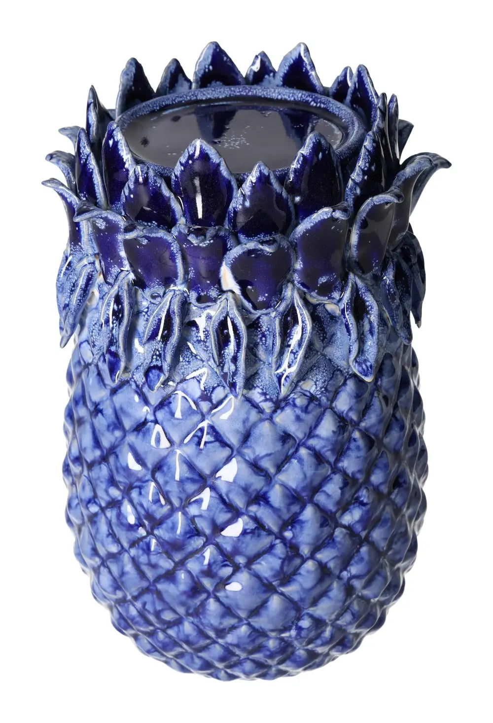 Blue Stoneware Candle Holder featuring a detailed, textured design, perfect for adding a touch of elegance and luxury to any space.