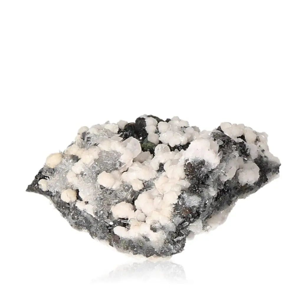 Calcite with Quartz, Sphalerite, and Chalcopyrite mineral specimen from Sylvia Crystals showcasing luxury and grounding energies.