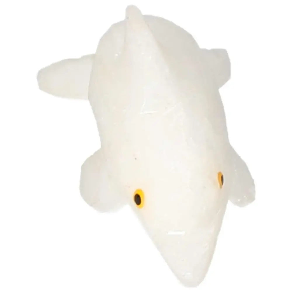 Carved Dolomite Dolphin sculpture from Sylvia Crystals, offering luxury and serenity for home or office decor.