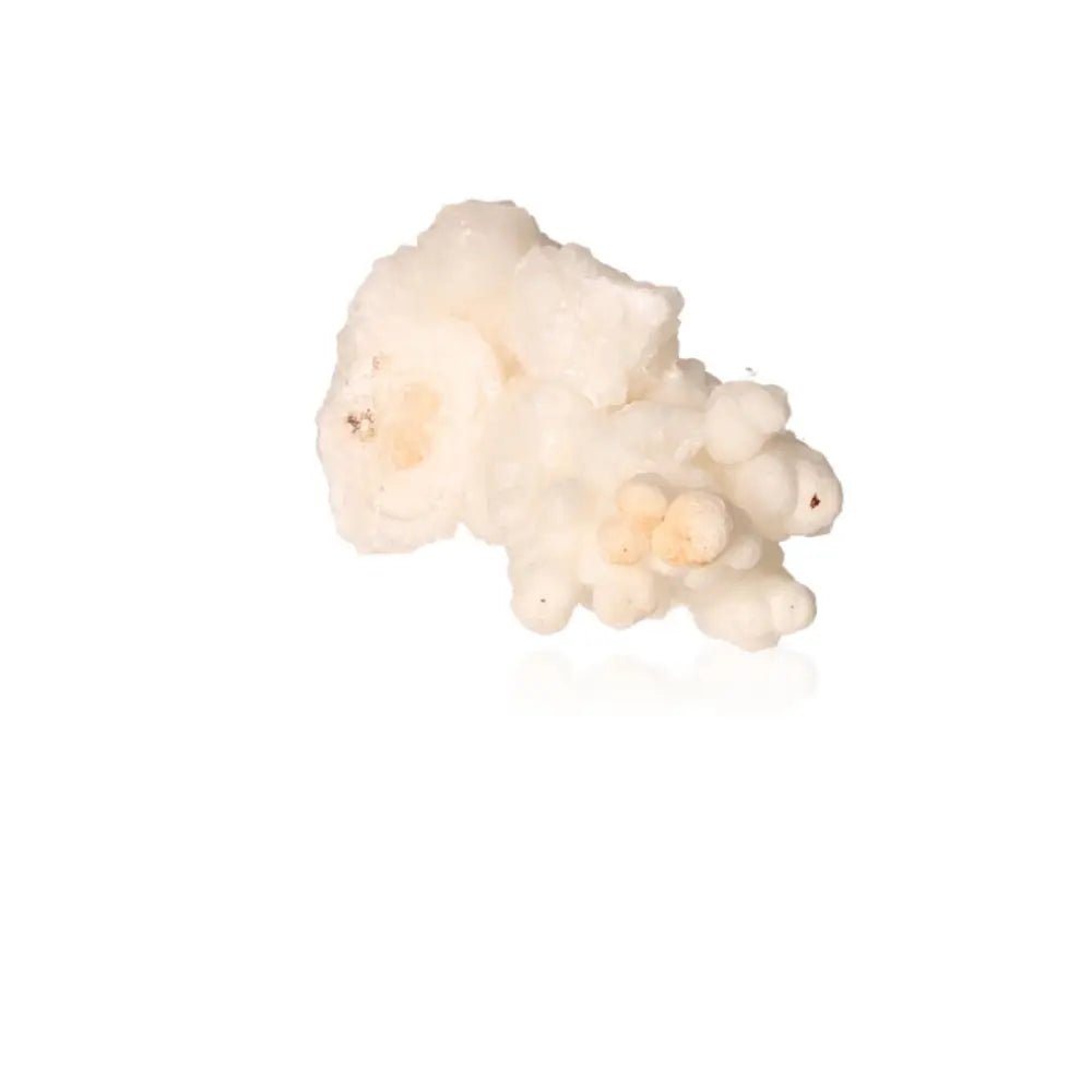 Natural cave calcite stalactite cluster with intricate shapes on a white background, showcasing nature’s craftsmanship and growth.