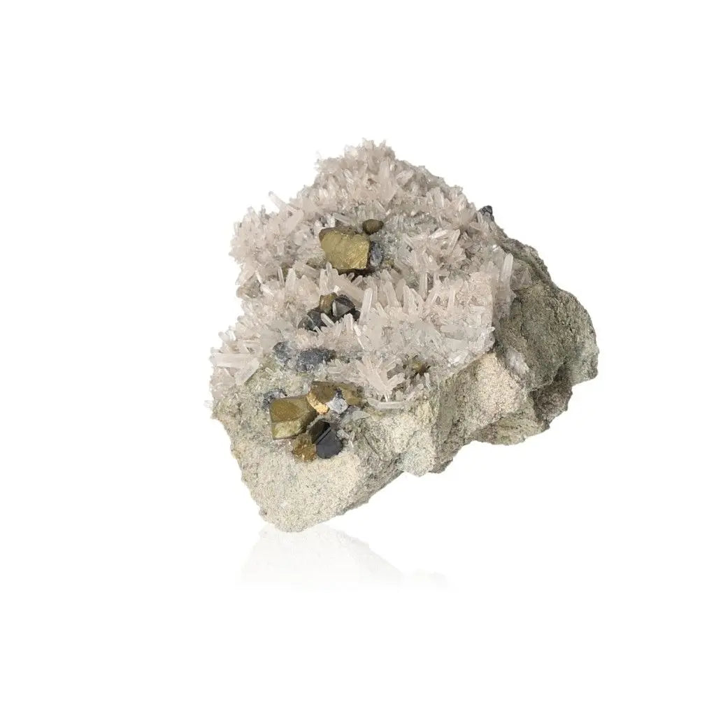 Premium Chalcopyrite with Sphalerite, Galena, and Quartz from Sylvia Crystals, showcasing intricate mineral formations.
