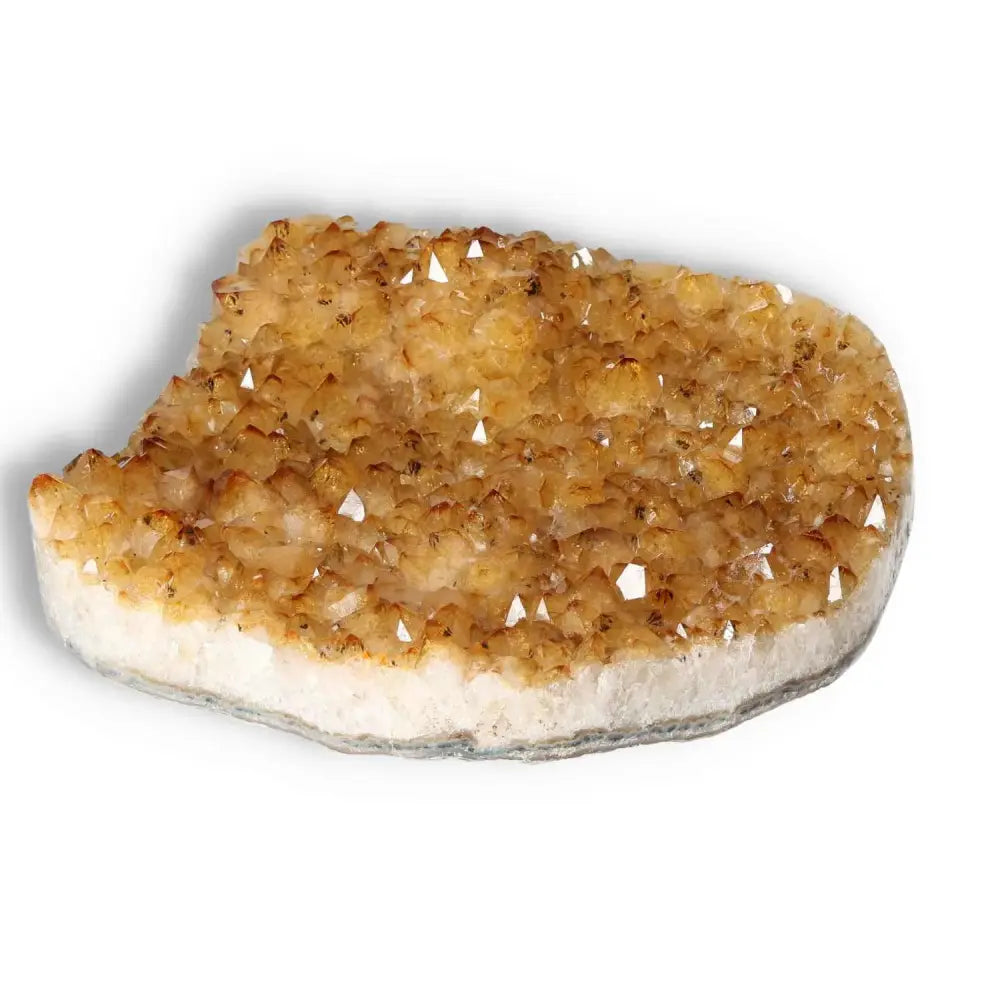 Citrine Druze crystal from Sylvia Crystals, exuding luxury and positivity, perfect for enhancing inspiration and abundance in decor.
