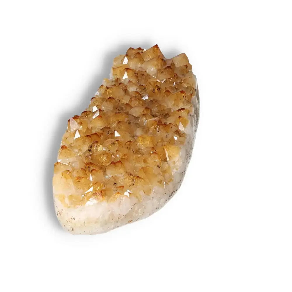 Citrine druze crystal from Sylvia Crystals, premium quality, known for energizing new ventures and inspiring action.