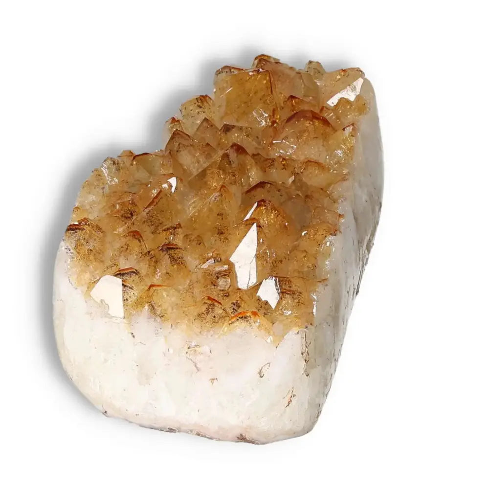 Premium Citrine Druze crystal from Sylvia Crystals, known for vibrant energy and wealth attraction, ideal for inspiration and new ventures.