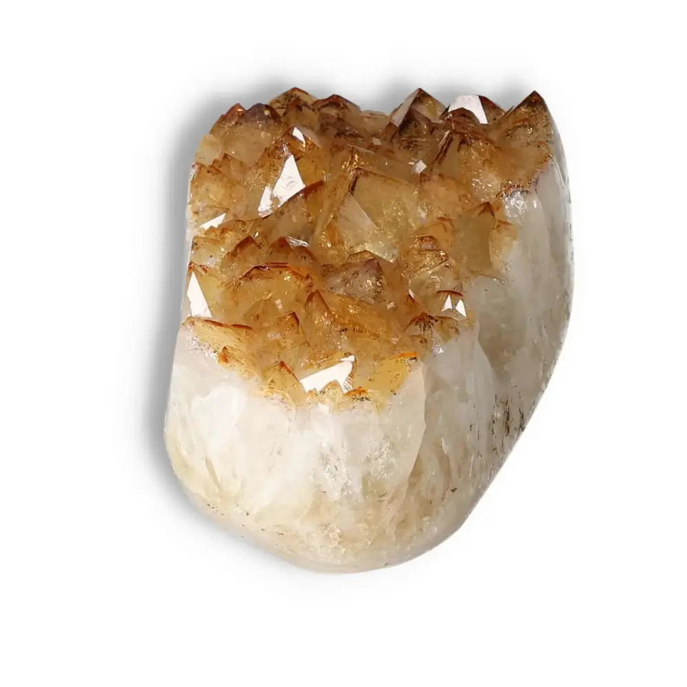 Citrine Druze crystal from Sylvia Crystals, known for attracting wealth and inspiring new ventures with vibrant energy.