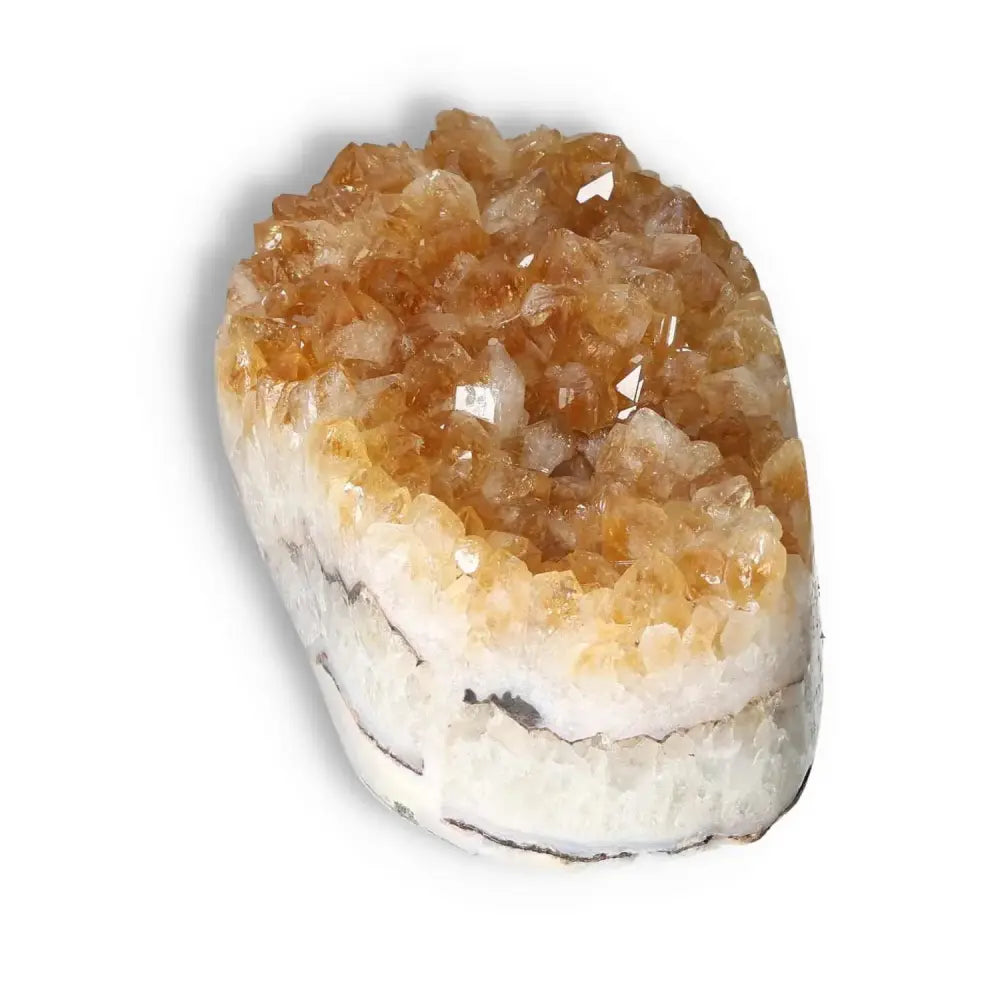 Exquisite Citrine Druze crystal with vibrant golden hues, ideal for inspiration and new ventures, from Sylvia Crystals collection.