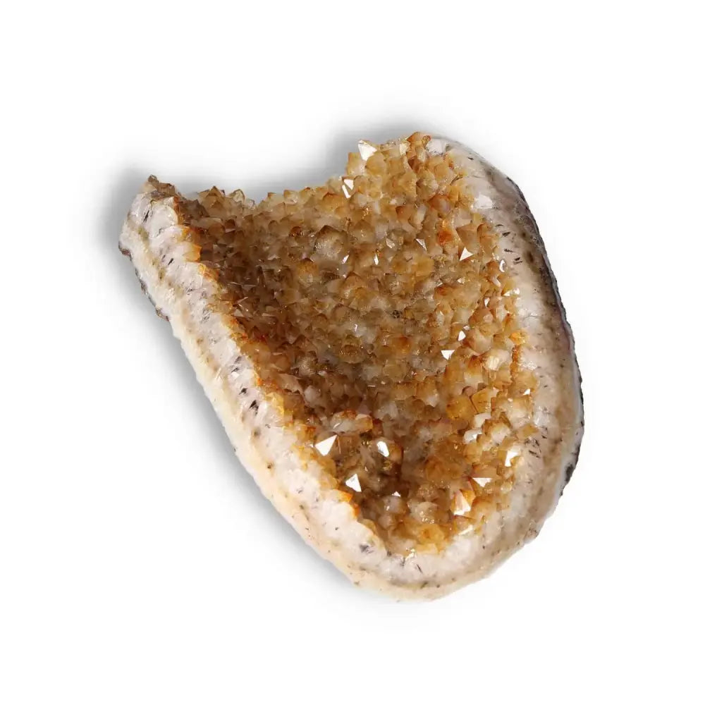 Citrine Druze crystal by Sylvia Crystals, showcasing vibrant golden hues and exquisite natural structure.