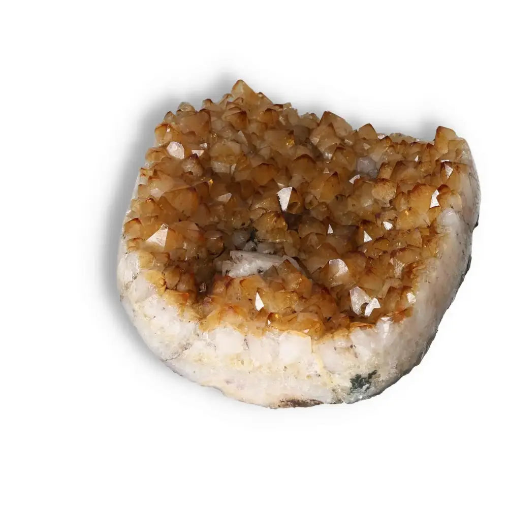 Citrine Druze with Calcite gemstone by Sylvia Crystals, exemplifying luxury and spirituality, ideal for enhancing collections.