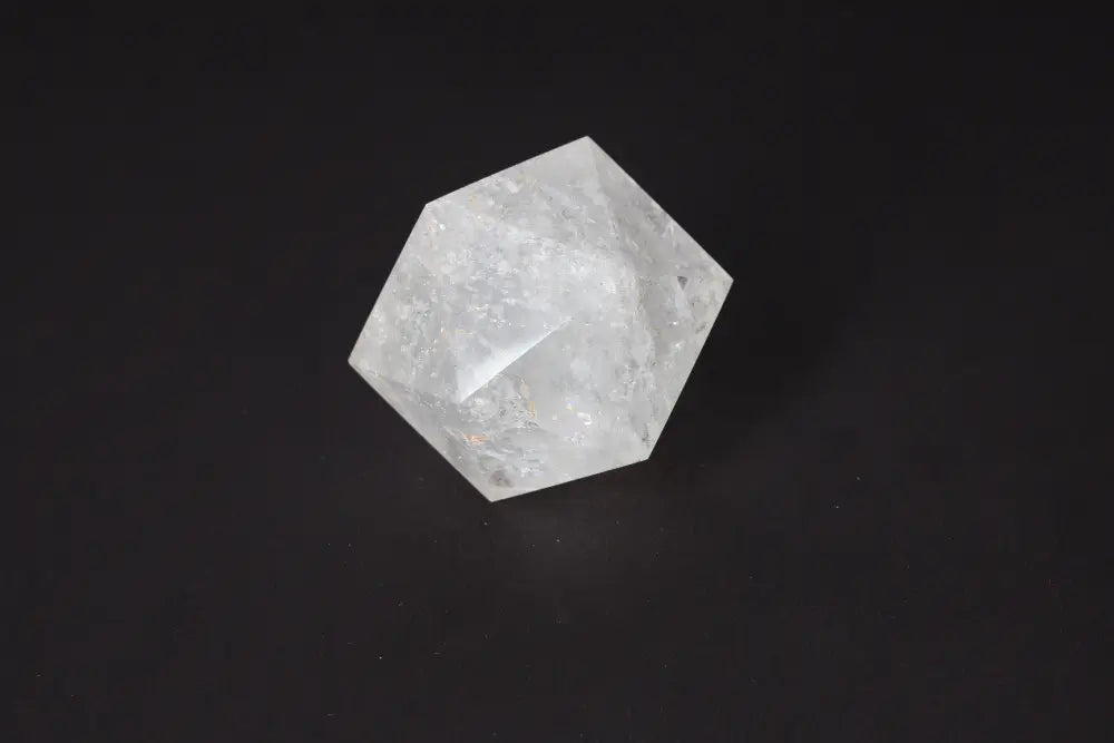Clear Quartz Geometric Sphere 8 cm for purification, harmonizing energy, and neutralizing negative vibrations.