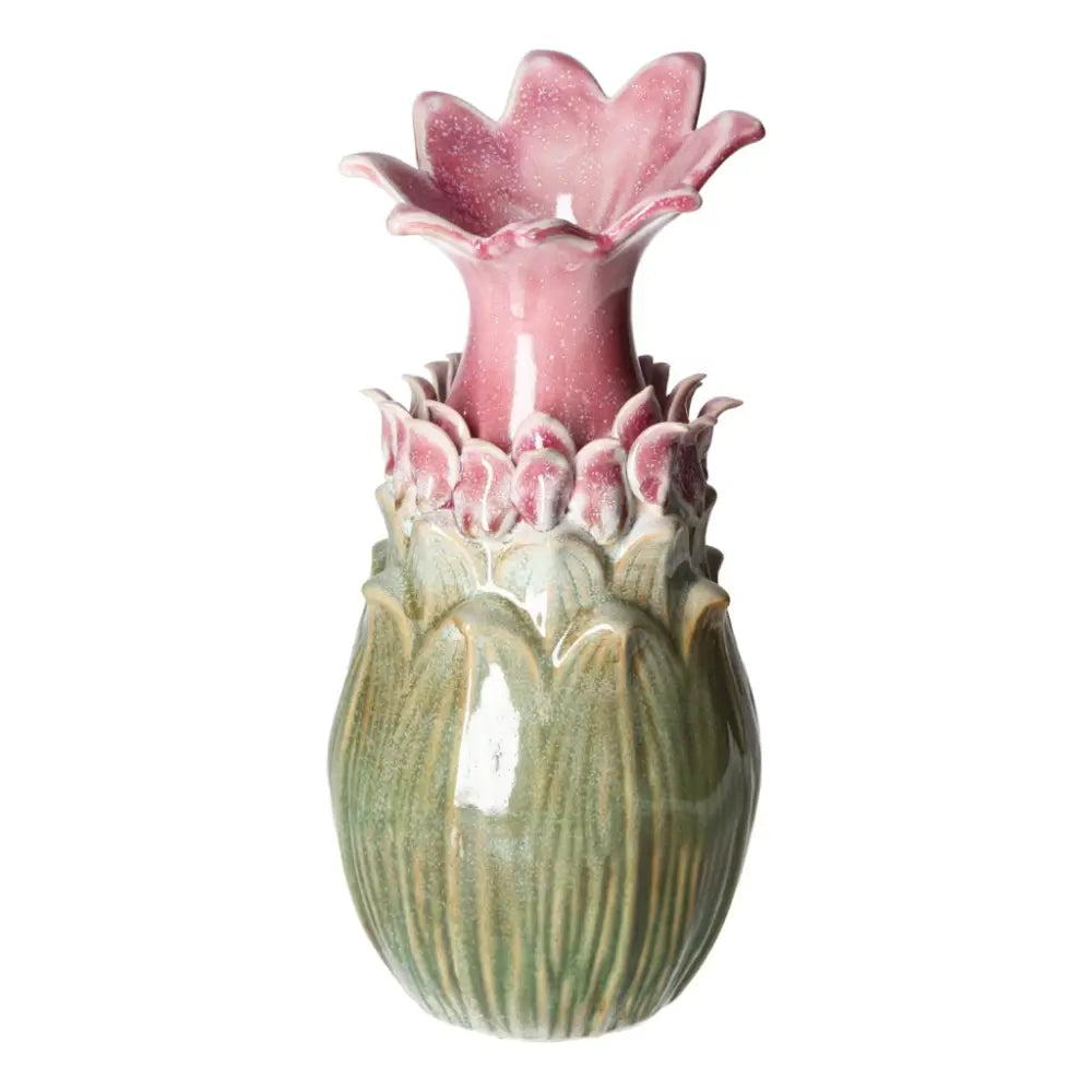 Colorful stoneware vase 16x16x34 by Sylvia Crystals with vibrant hues and unique floral design, luxury home décor centerpiece.
