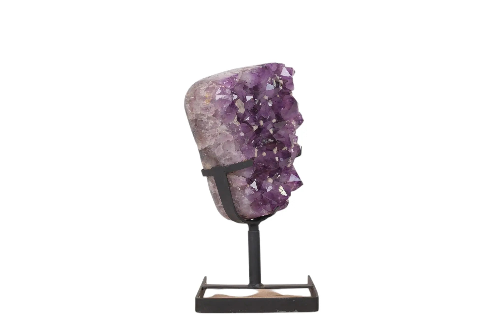 Large Polished Amethyst Druze on Metal Stand Sylvia Crystals Sp. z o.o.