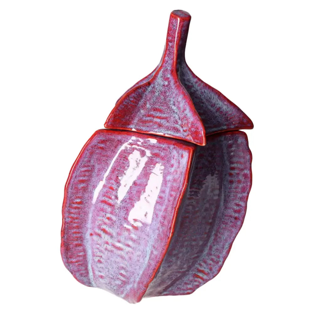 Fine Purple Earthenware Jar with lid, 20.5x19x29 cm, showcasing intricate craftsmanship and a luxurious design.