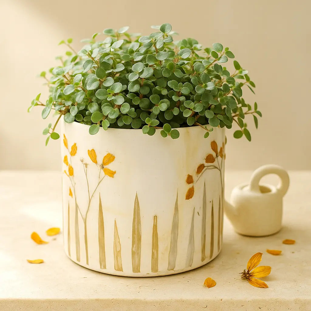 Flower Pot with Floral Motif – Charming Design and Natural Beauty Sylvia Crystals Sp. z o.o.