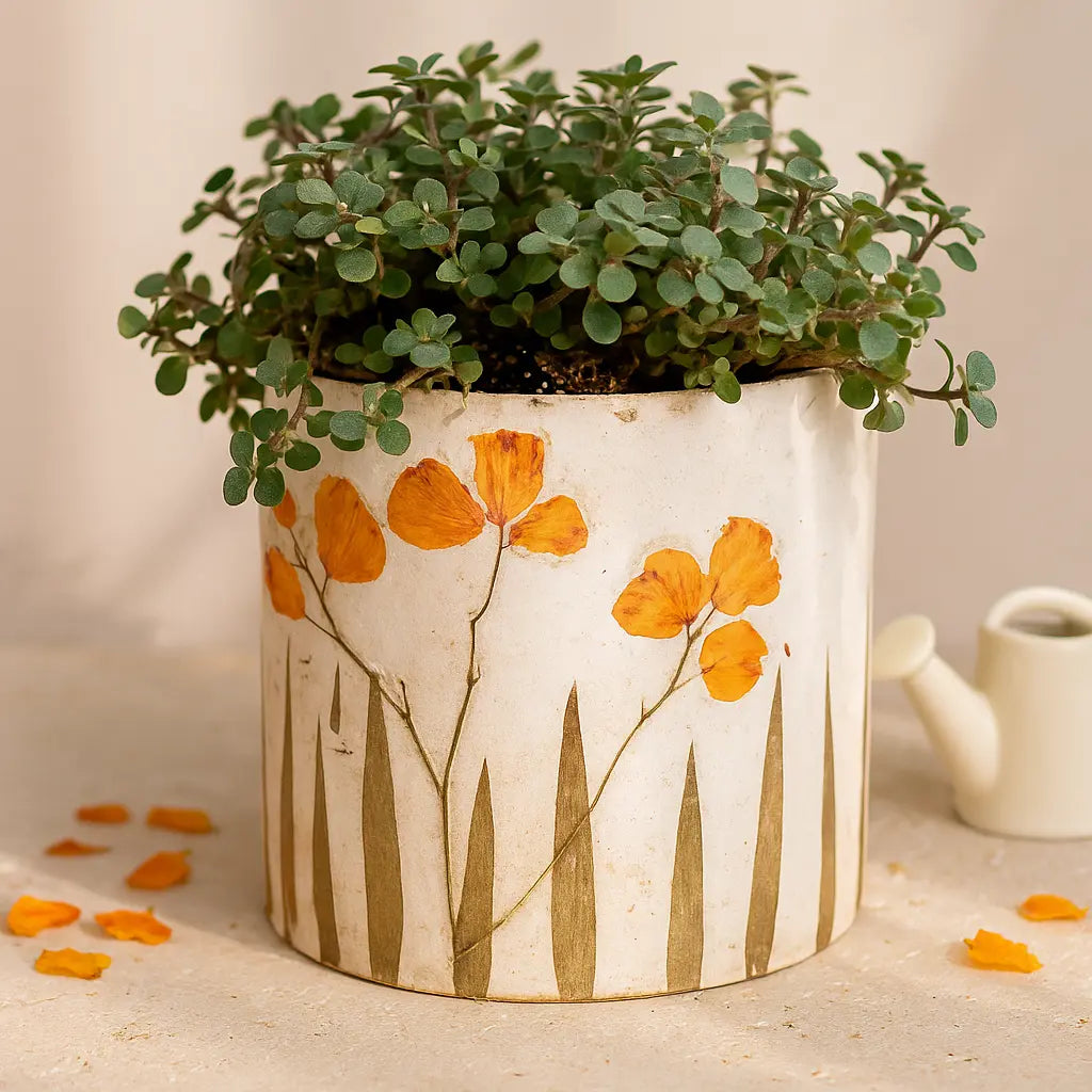 Flower Pot with Floral Motif – Petite Elegance for Your Greenery Sylvia Crystals Sp. z o.o.