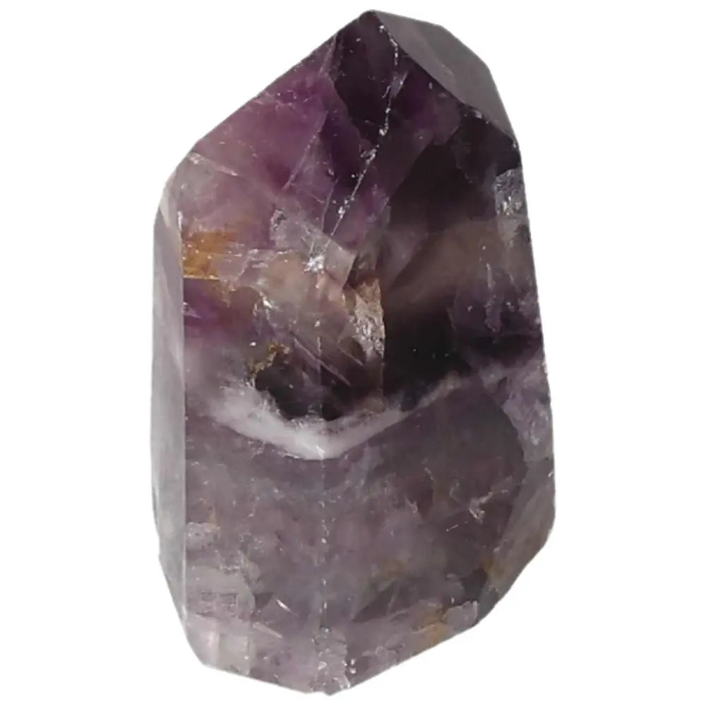 Vibrant Fluorite Point crystal with bands of purple and green for focus, clarity, and energy flow balance.
