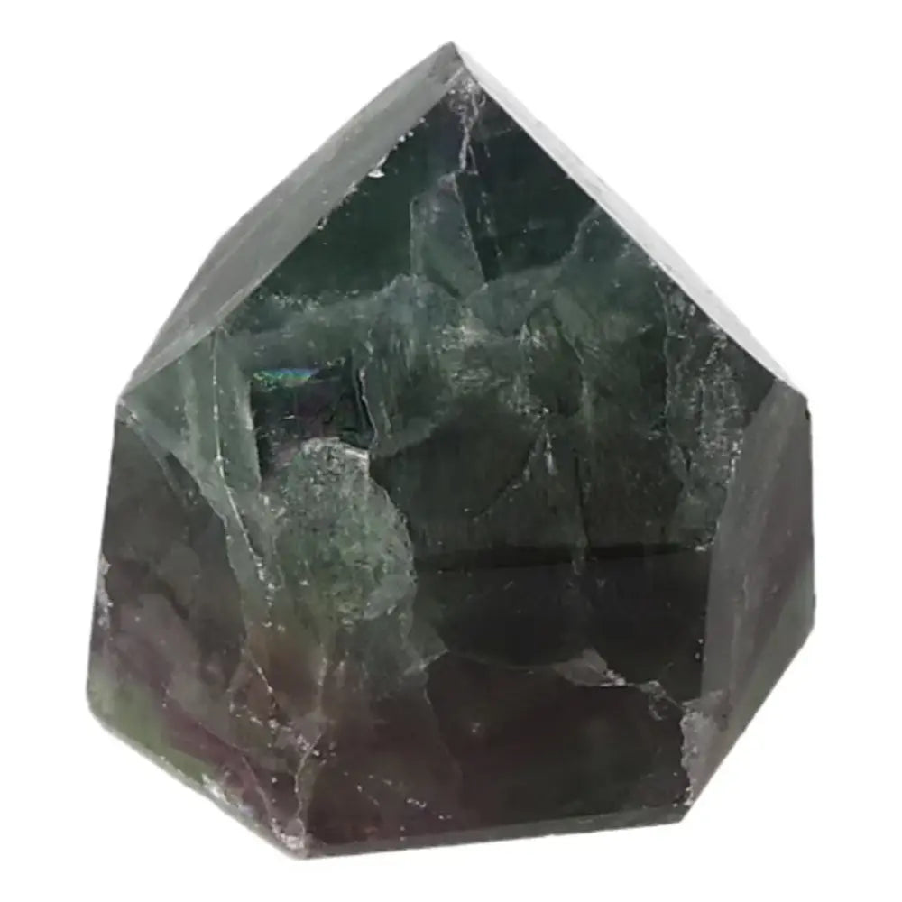 Polished Fluorite point with green and purple bands for mental clarity, focus, and energy flow