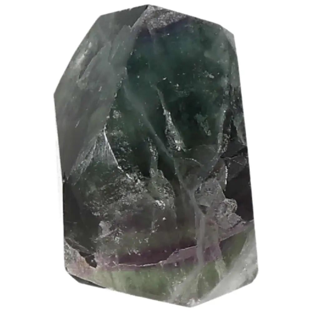 Polished Fluorite Point for mental clarity, focus, and energy flow with vibrant green and purple bands.