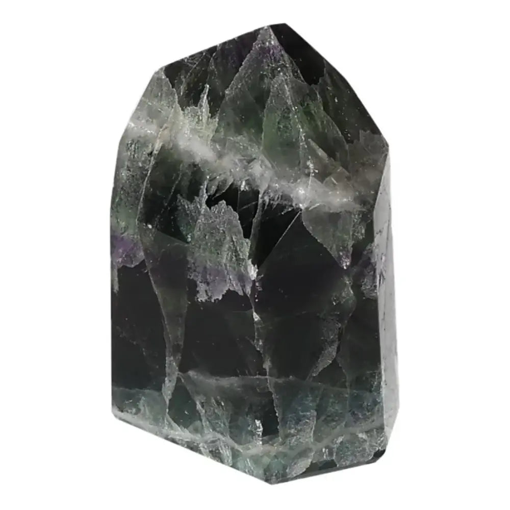 Polished Fluorite Point Crystal for Focus and Clarity with Vibrant Green and Purple Bands Directing Energy Flow