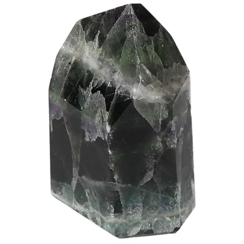 Polished Fluorite Point for focus and clarity, featuring vibrant green to purple bands, enhancing concentration and spiritual awareness.