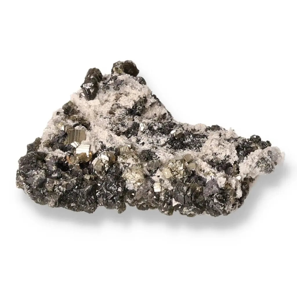 Galena with Chalcopyrite mineral showcasing shimmering surface, ideal for spiritual protection and transformation seekers