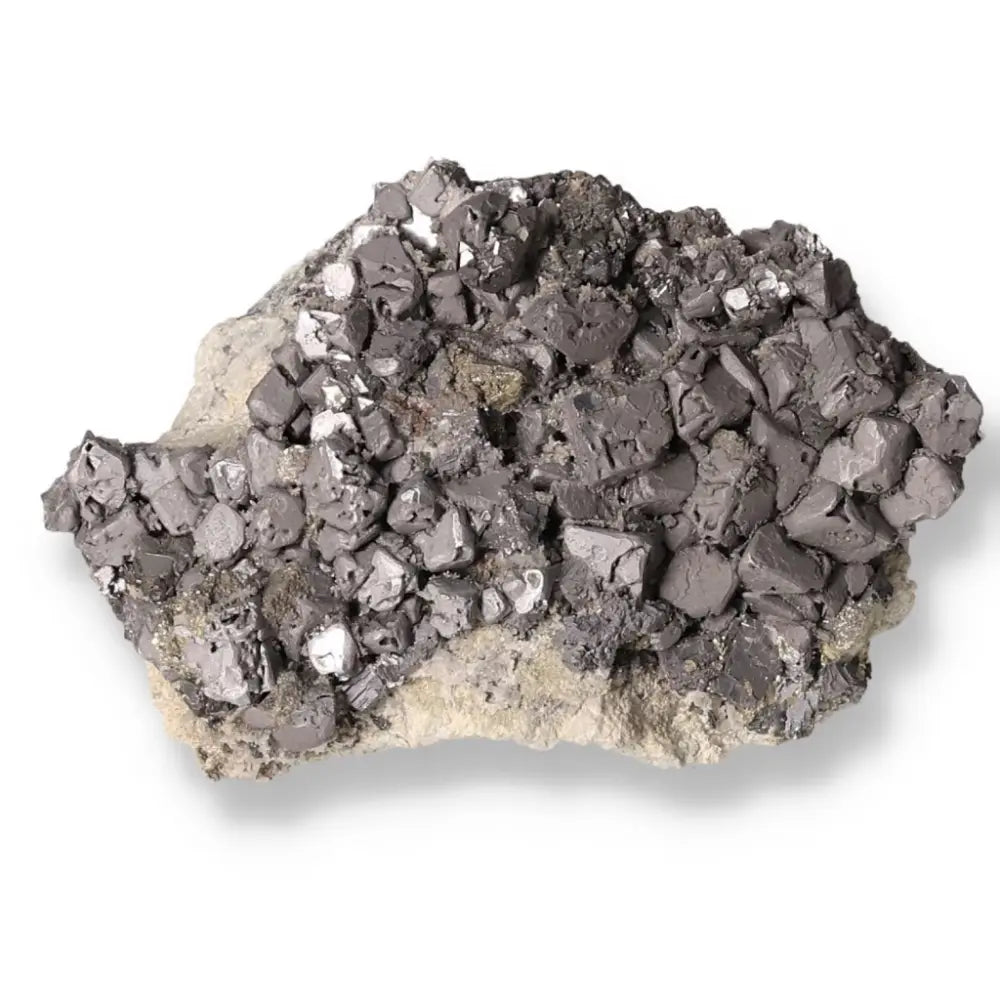 Galena with Chalcopyrite mineral specimen showcasing its unique texture and shimmering metallic hues.