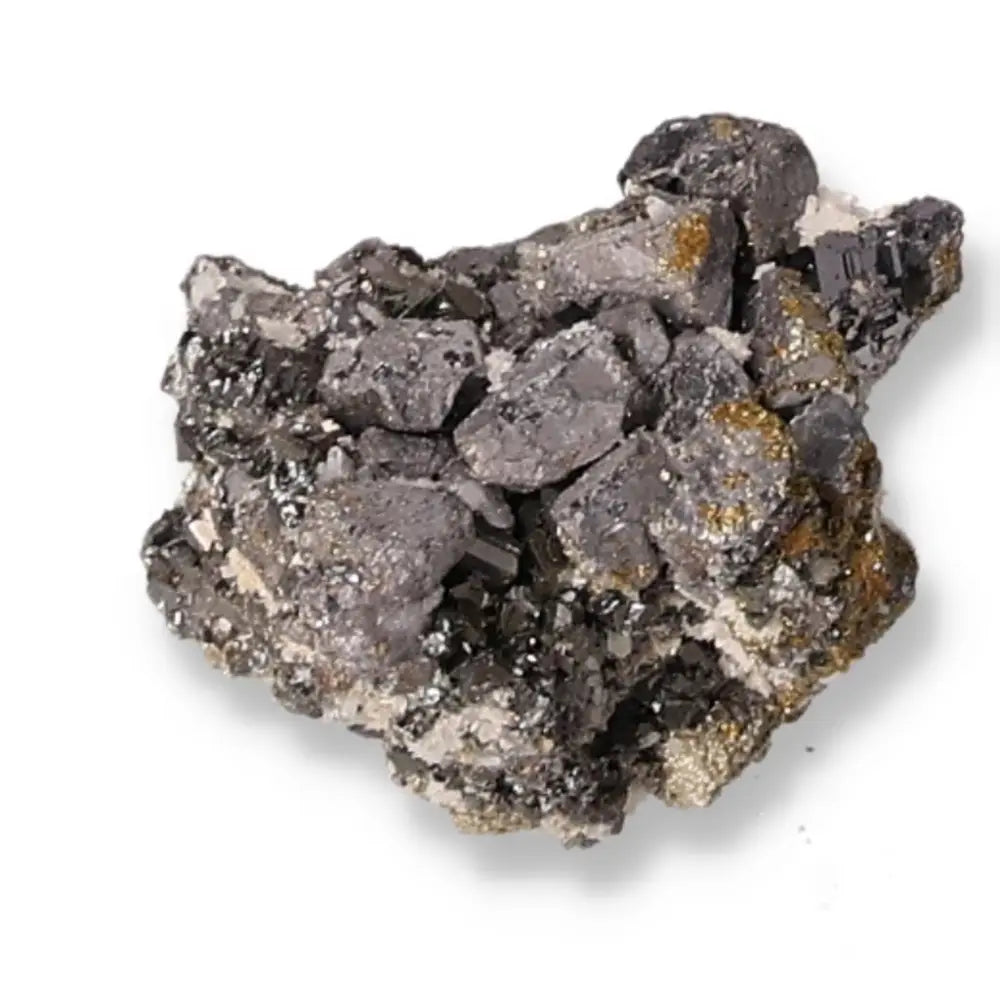 Galena with Chalcopyrite and Quartz from Sylvia Crystals, showcasing its mineral beauty and spiritual energy.