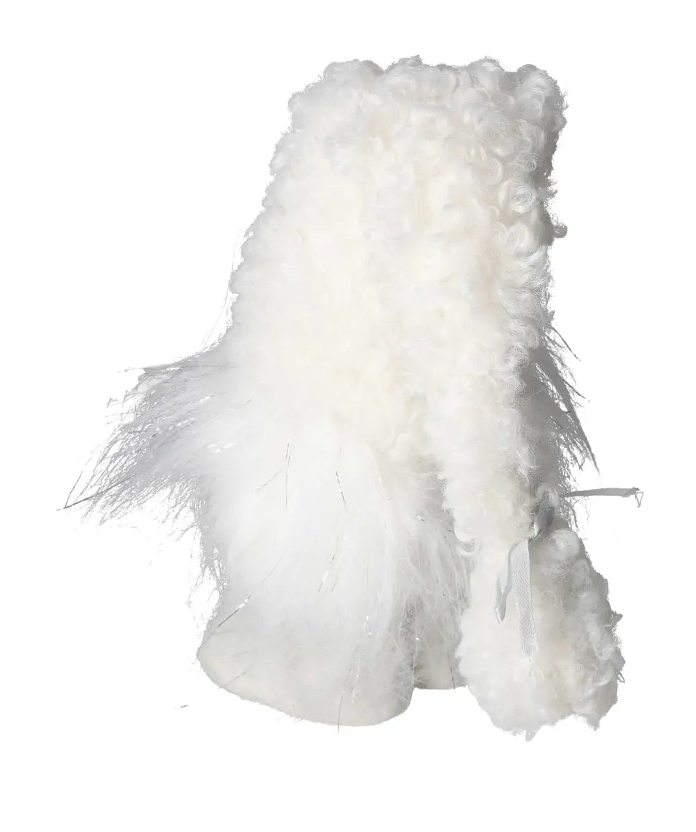 Elegant white textile gnome from Sylvia Crystals, showcasing luxury and sophistication for a stylish home accent.