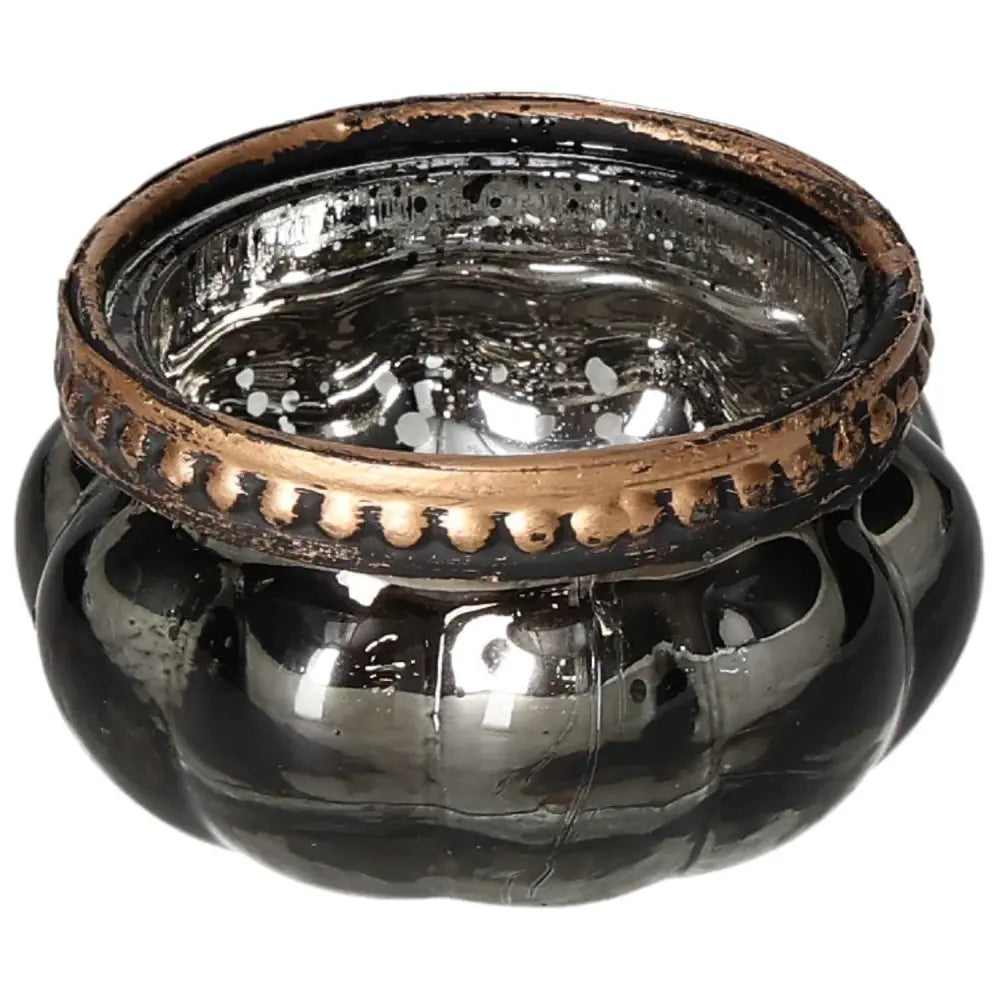Luxurious grey candle holder with a bronze rim, enhancing home decor with contemporary design and elegance.