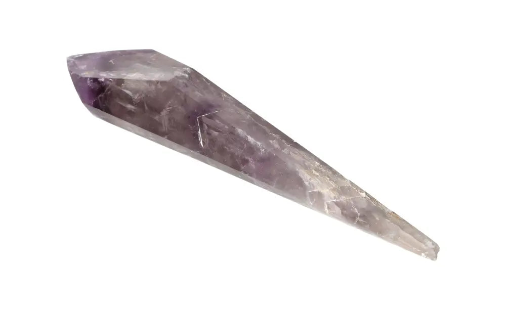 Amethyst point crystal for calm, clarity, and spiritual protection; enhances meditation, healing, and relaxation.